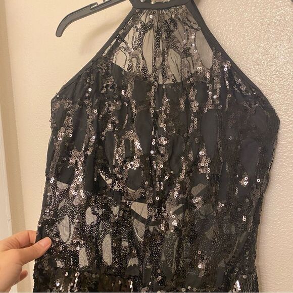 Glamour solo dance costume black sequin bikeatard leotard LA-Large adult - Picture 5 of 14